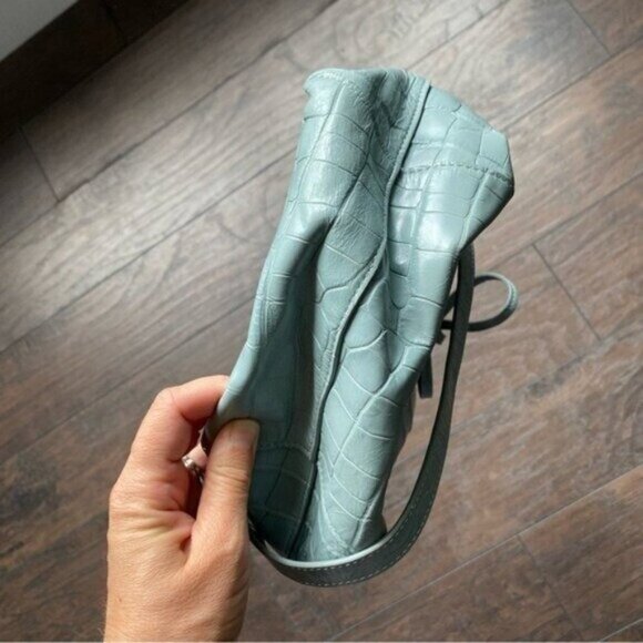 Mansur Gavriel Mini Bucket Bag Gator Blue Alligator Print Drawstring Crossbody - Picture 8 of 9